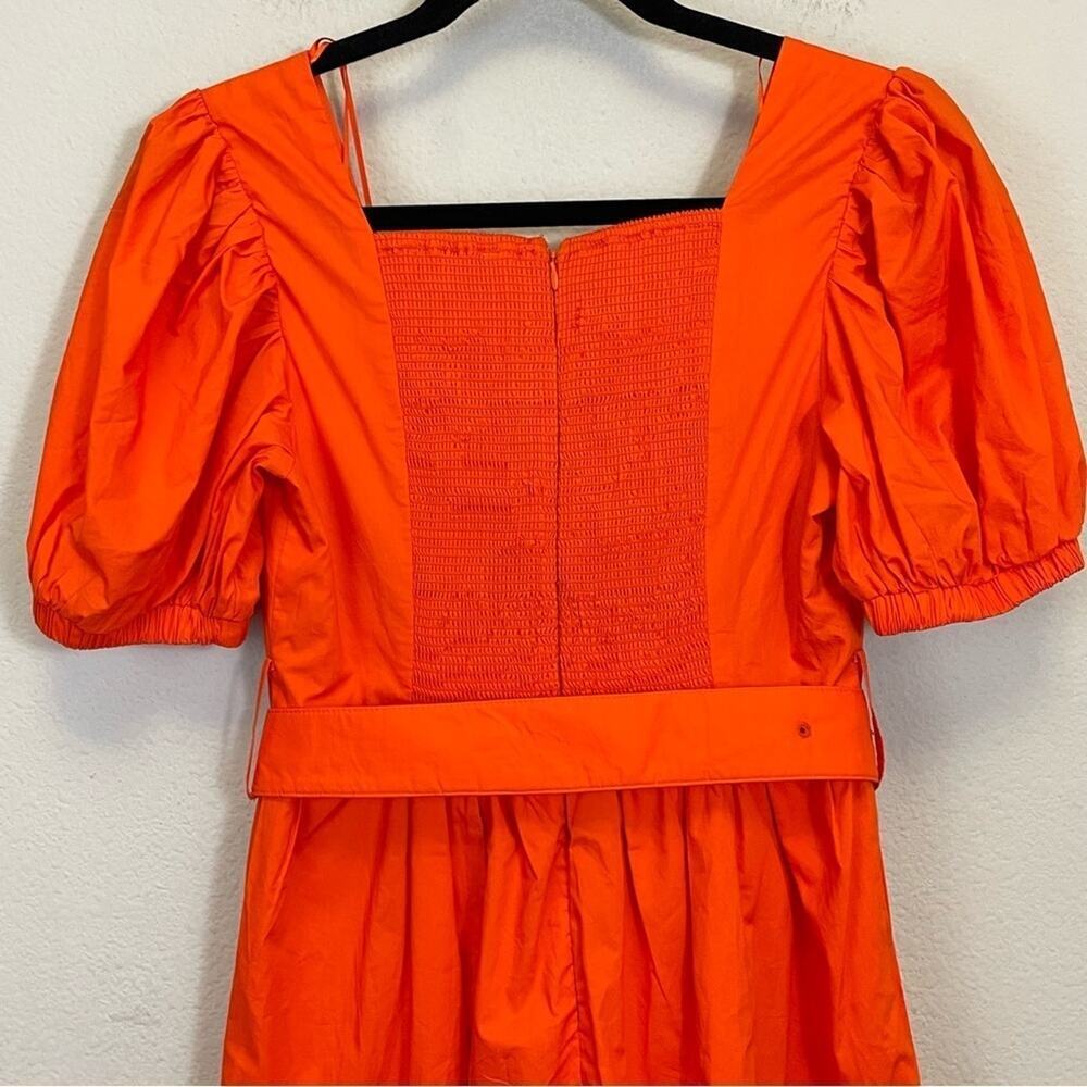 Endless Rose Orange Puff Sleeve Belted Tiered Midi Dress Size‎ S - Picture 5 of 11